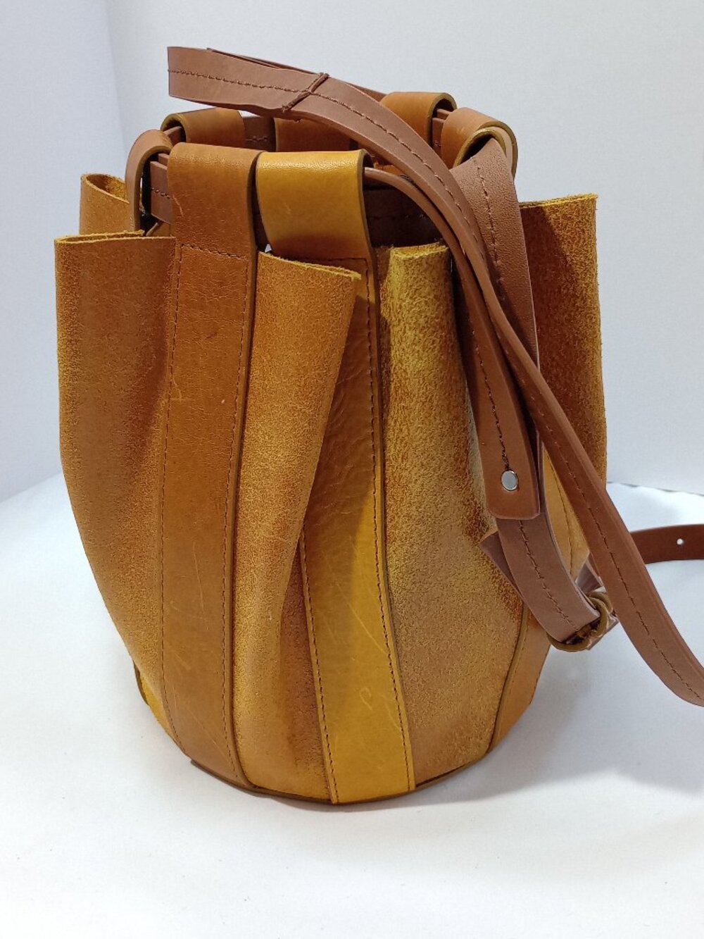 VZ Leather Lovers Bucket Bag Brown Genuine Leather Crossbody Handmade Colombia